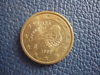 Moneta 50 Eurocent. Miguel Cervantes z 1999 roku. Stan BDB. - 7