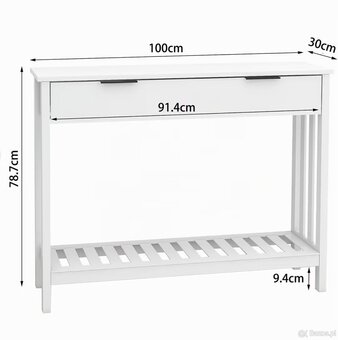 Nowa Konsola Stolik Konsolowy Biały 100cm Do Przedpokoju - 7