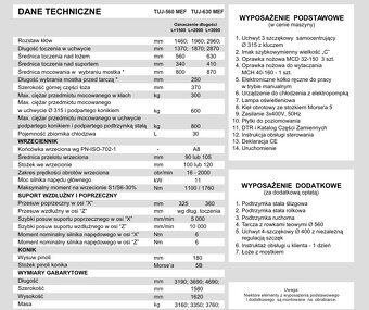 Tokarka CNC TUJ 560/630 MEF Polski Producent FMT - 7