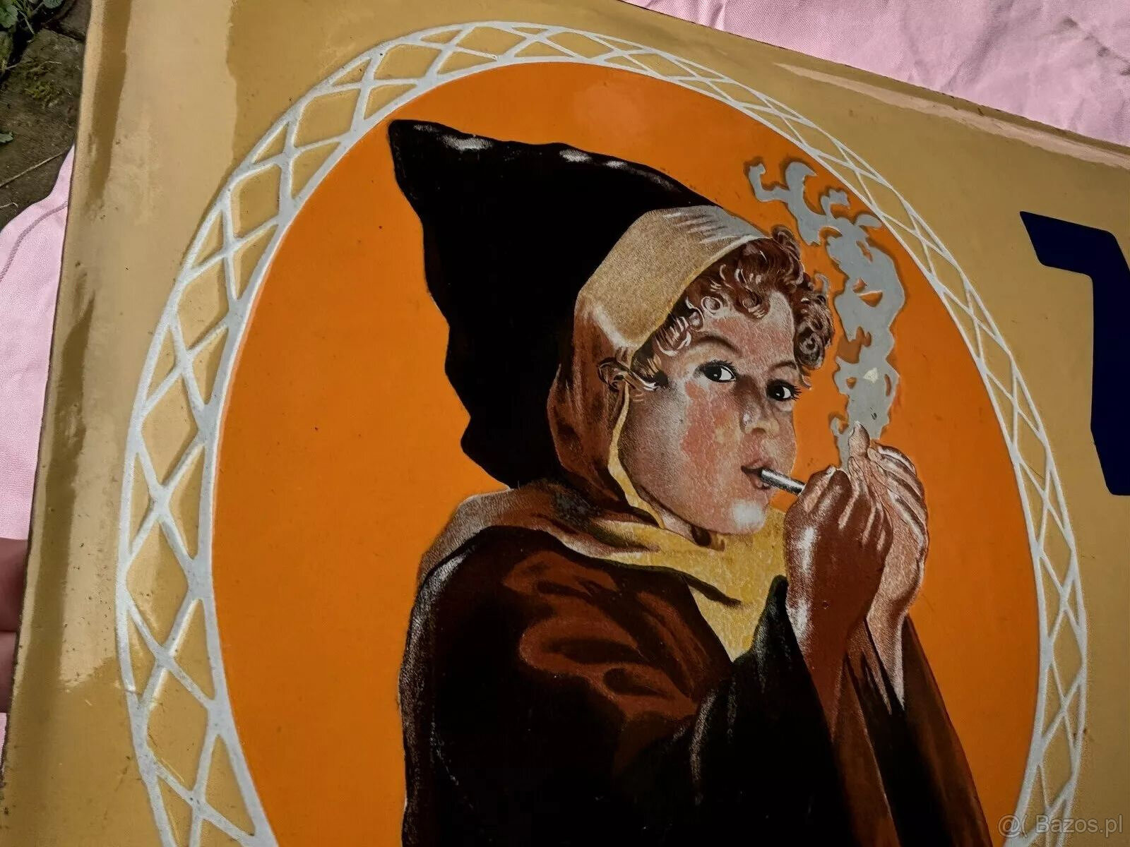 Szyld emaliowany, oryginał ZUBAN CIGARETTES, format poziomy - 8