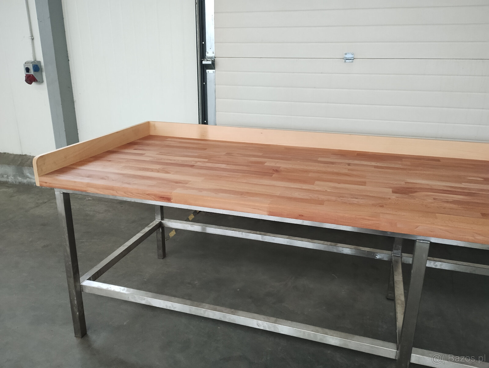 Stół z baletm drewnianym, bukowym, nierdzewny, - 8