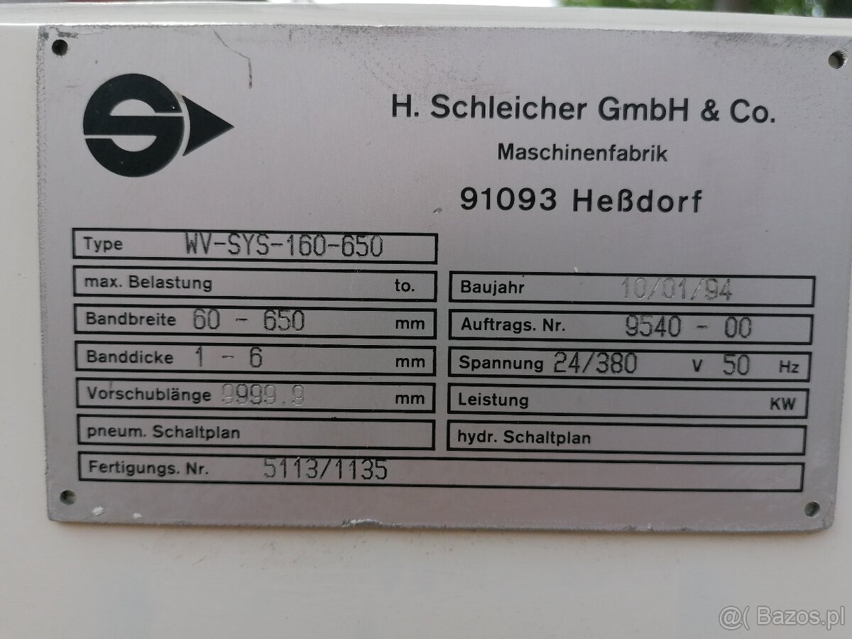 PODAJNIK WALCOWY (rolkowy) do prasy / blachy SCHLEICHER - 8