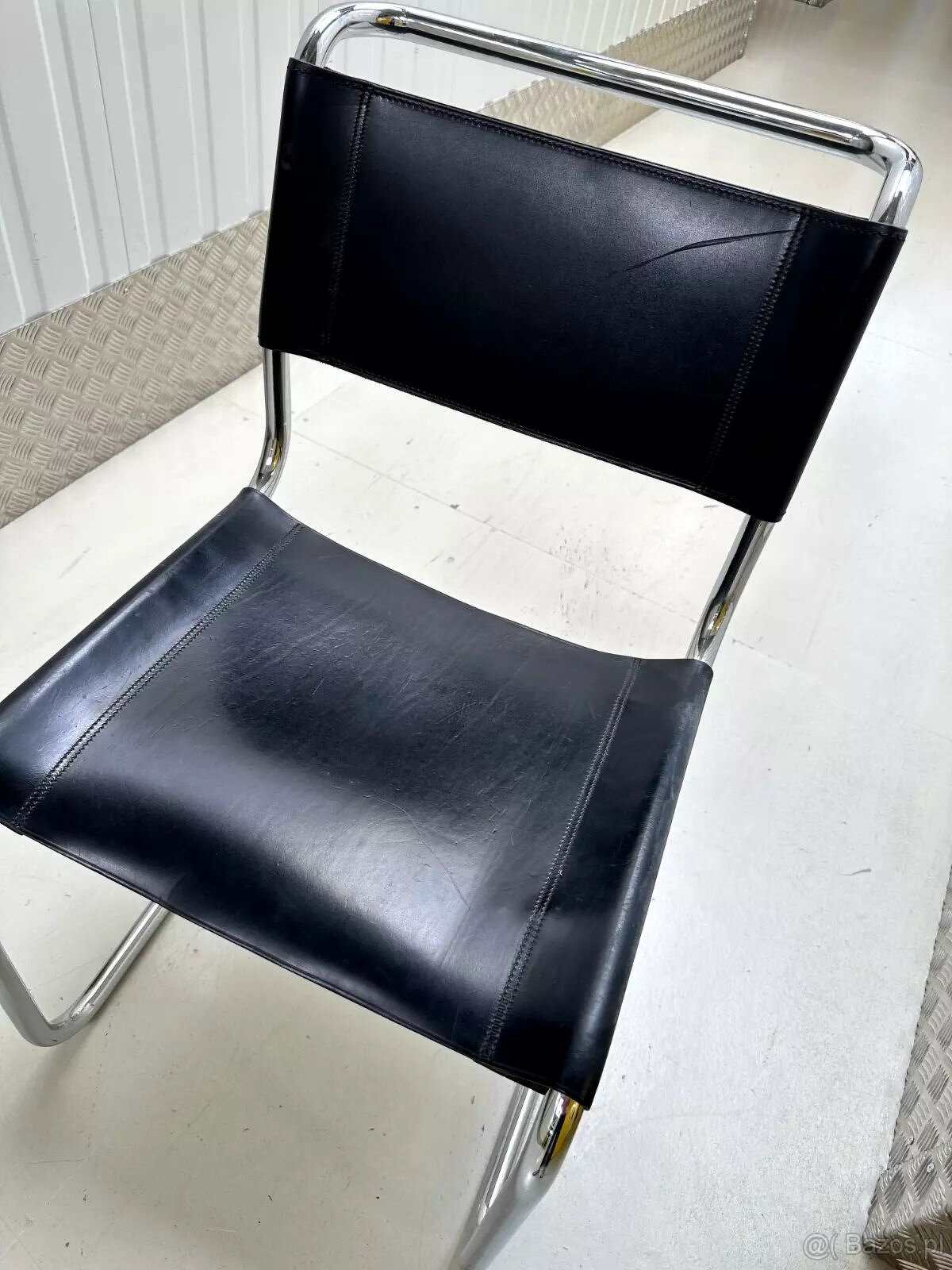 7 x Thonet S33 Cantilever Chair Bauhaus Classic Leather Blac - 8