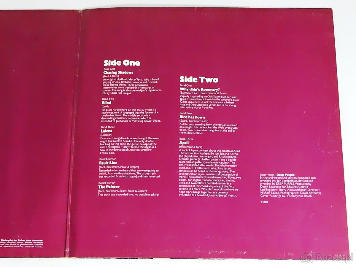DEEP PURPLE – DEEP PURPLE LP WINYL 1969 R. LABEL : HARVEST – - 8