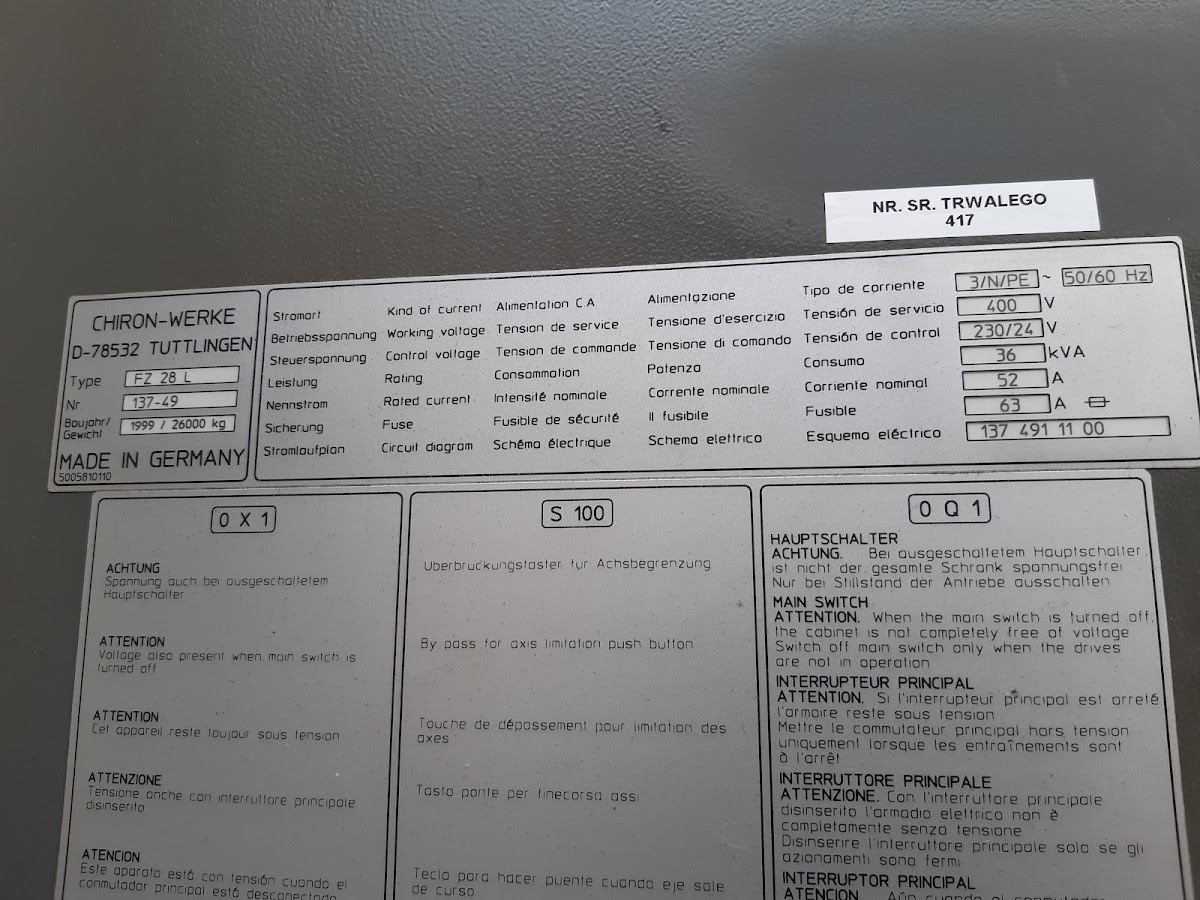 Chiron FZ 28 L - Centrum obróbcze Pionowe - 8