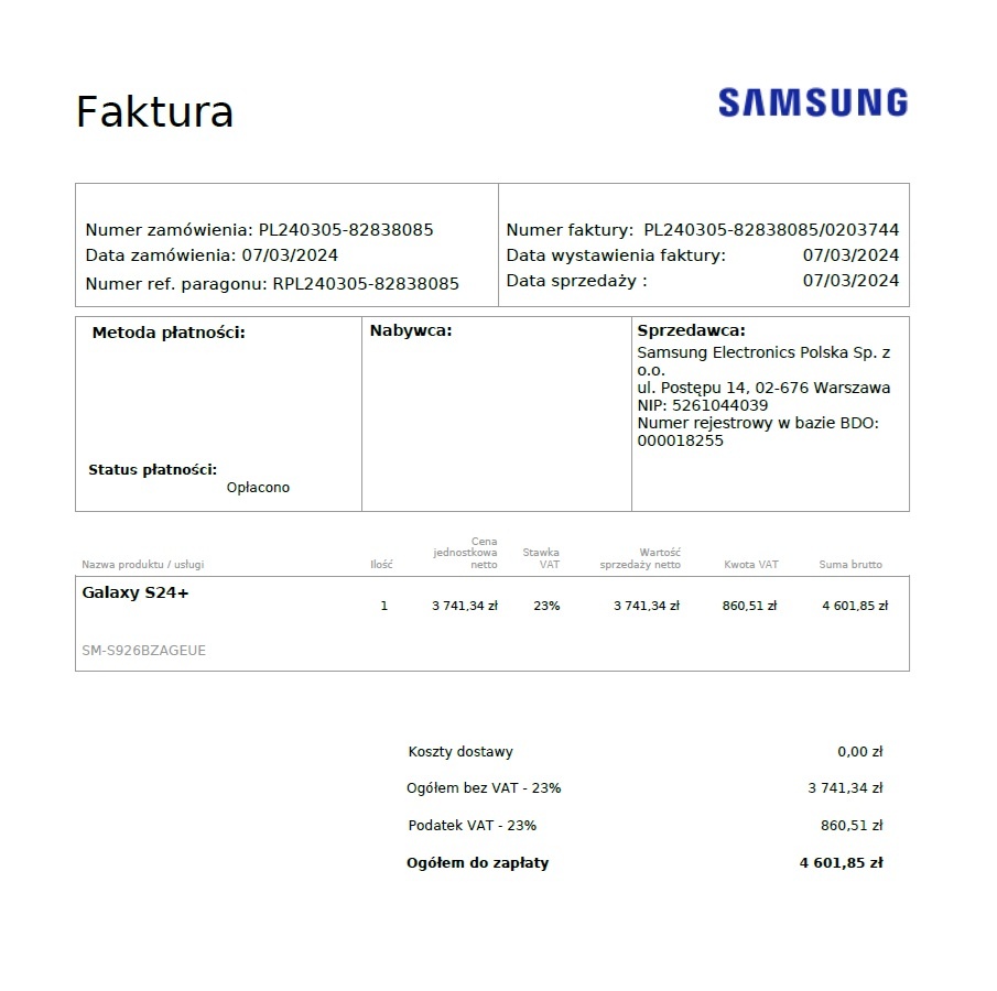 Samsung Galaxy S24 Plus 12GB RAM/512GB kupiony w Samsung Pol - 8