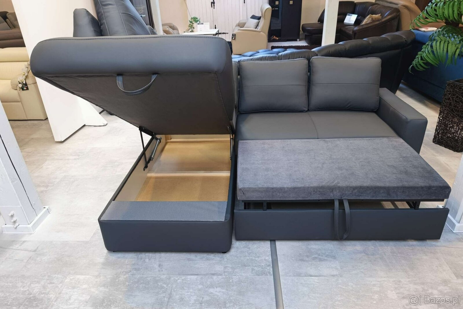 Narożnik Moder -20% skóra 100%, pojemnik + spanie - 8