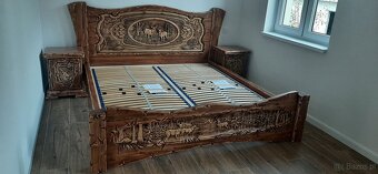 Drewniane lôžko z motiwem mysliwskim 180×200cm - 8