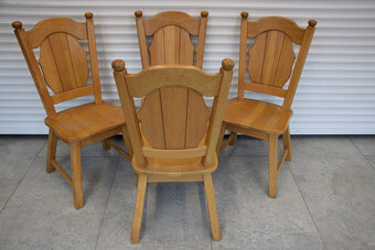stół rozkładany i 4 krzesła - cały komplet z drewna dębowego - 8