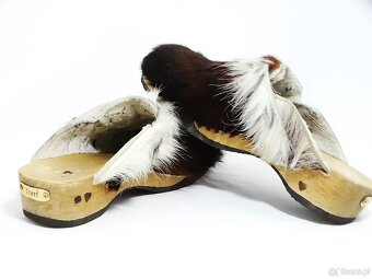 Drewniaki z naturalnej skóry bydlęcej z futrem oraz kopertów - 8