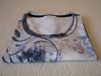 Bluzka z rękawem 3/4, rozm. L, niebiesko-biała z cyrkoniami, - 8