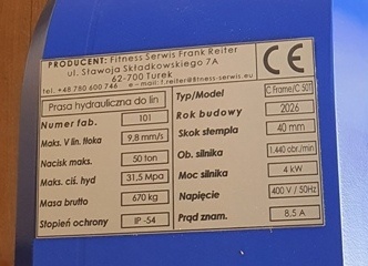 Prasa hydrauliczna C50T do zakuwania końcówek lin stalowych - 8
