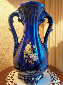 Wielki wazon Kobalt-porcelana włoska sygnowany Rajski ptak-z - 8