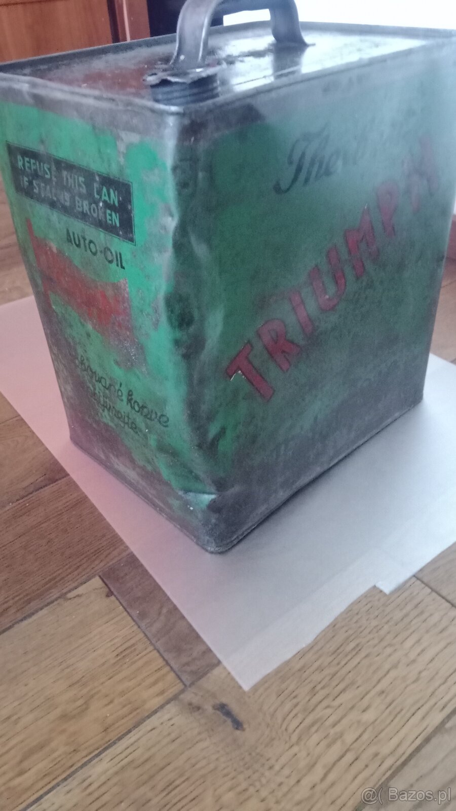 Unikátní 5-galonová plechovka TRIUMPH MOTOR OIL (30. léta, Č - 9