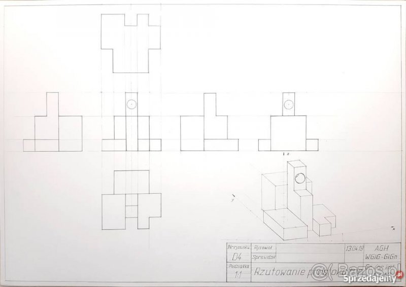 Rysunek techniczny 2D złożeniowy, aksonometryczny i CAD - 9