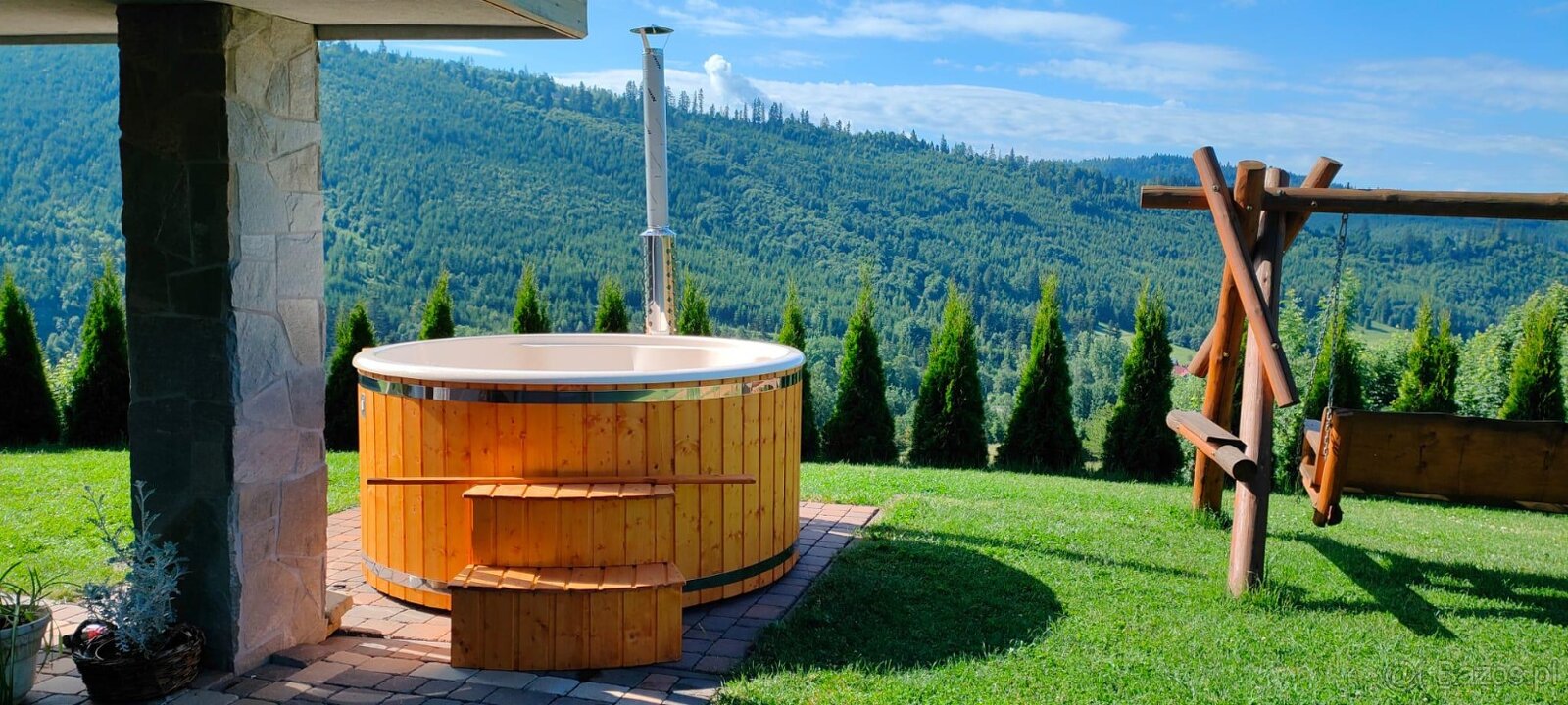 Balia ogrodowa z piecem na drewno, jacuzzi ogrodowe - 9