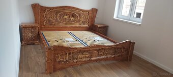 Drewniane lôžko z motiwem mysliwskim 180×200cm - 9