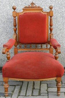 Meble salonowe ok. 1880-90, lite brązowe drewno, - 9