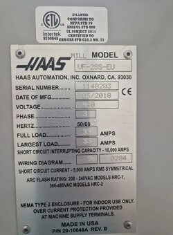 HAAS VF-2SS-EU – Pionowe centrum obróbcze CNC, 3-osiowe - 9