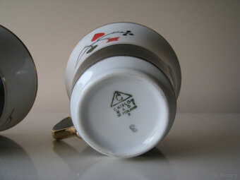 Piękne porcelanowe filiżanki karciane ze złoceniami Ćmielów - 9