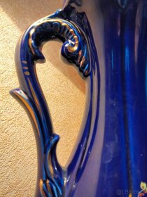 Wielki wazon Kobalt-porcelana włoska sygnowany Rajski ptak-z - 9