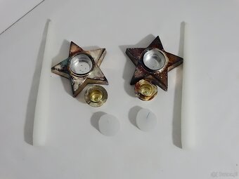 2 świeczniki posrebrzane + 4 świeczki - 9